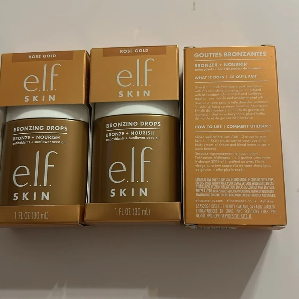 e.l.f. Cosmetics Bronzing Drops BRONZE 1 - ROSE GOLD (LOT OF 3) BRAND NEW